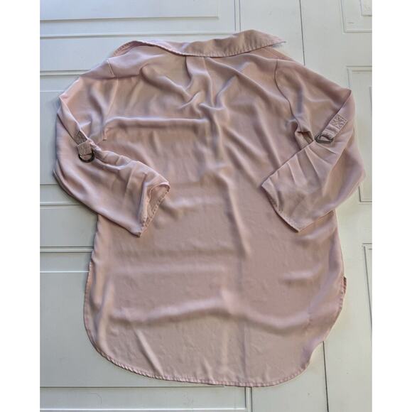 MICHAEL Michael Kors Semi Sheer Pink Half Zip Pink Blouse Top Size Small - Picture 5 of 5